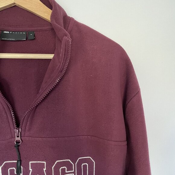 ASOS Design men's size small chicago illinois polyester half zip fleece sweater - Picture 3 of 10
